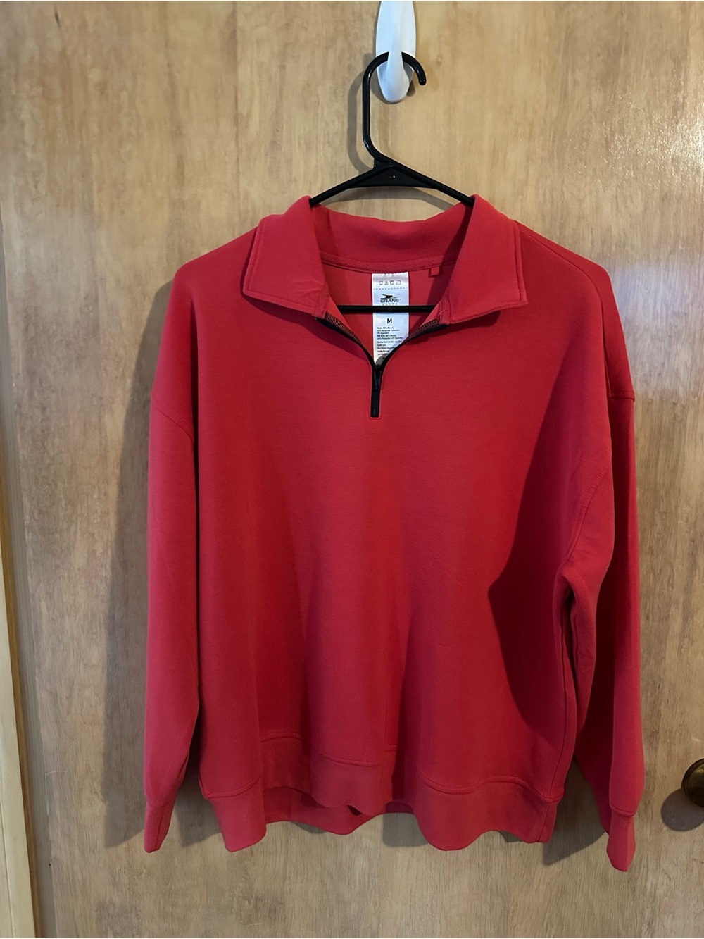 Women's Red Quarter-Zip Pullover Hoodie Sweatshirt